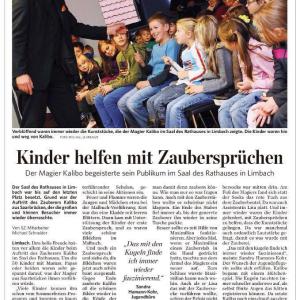 Presseartikel Saarbrücker Zeitung - Kinderzaubershow